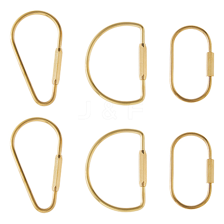 6Pcs 3 Styles Brass Screw Clasps FIND-DC0008-01-1