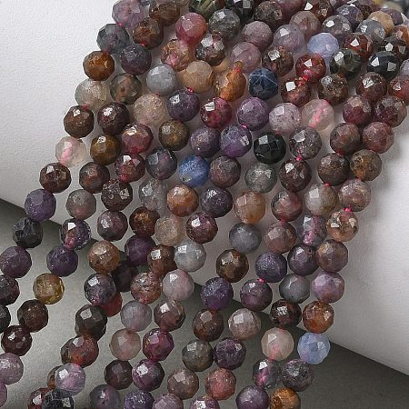 Natural Red Corundum/Ruby and Sapphire Beads Strands G-L651-C01-4mm-1