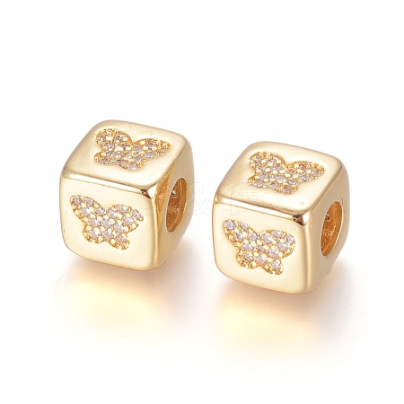 Brass Micro Pave Cubic Zirconia European Beads ZIRC-G162-14G-11-1