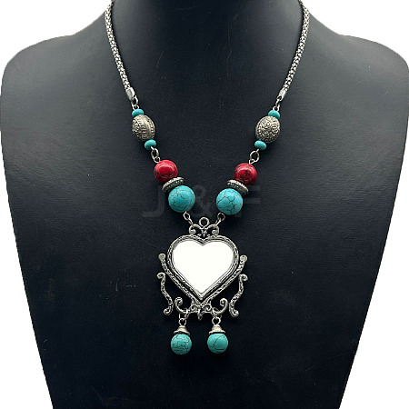 Fashion Unisex Alloy Synthetic Turquoise Pendant Necklaces YH1785-9-1