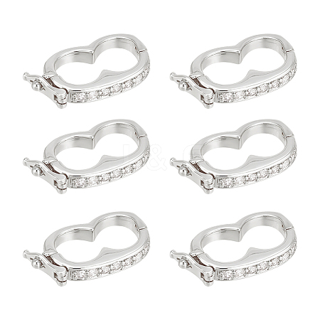 6Pcs Rack Plating Brass Micro Pave Cubic Zirconia Twister Clasps ZIRC-UN0001-08P-1
