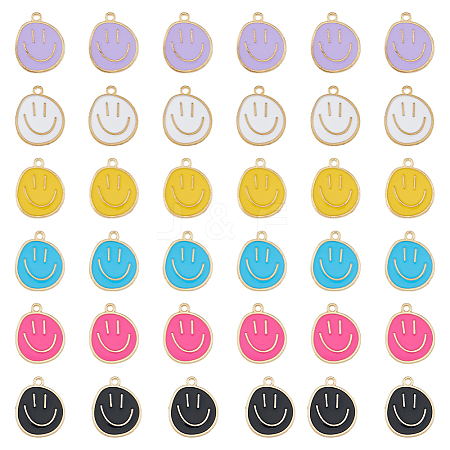 SUPERFINDINGS 60Pcs 6 Colors Alloy Enamel Pendants ENAM-FH0001-71-1