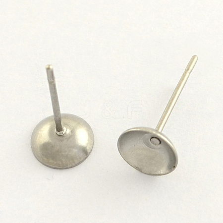 304 Stainless Steel Post Stud Earring Findings X-STAS-R063-50-1