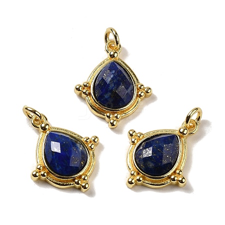 Natural Lapis Lazuli Faceted Pendants G-C096-02G-07-1