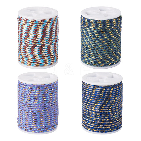 4 Rolls 4 Colors 4-Ply Polycotton Cord with Metallic Thread OCOR-TA0003-33D-1
