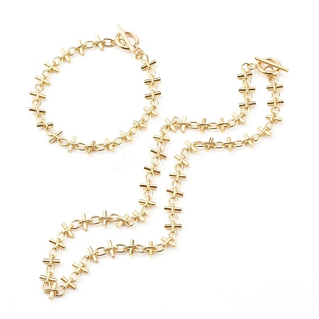 Brass Handmade Link Chains Necklaces & Bracelets Sets SJEW-JS01174-1