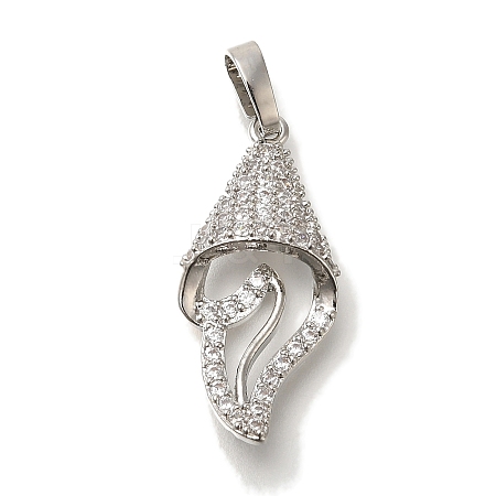 Rack Plating Brass Micro Pave Cubic Zirconia Pendants KK-C081-01P-1