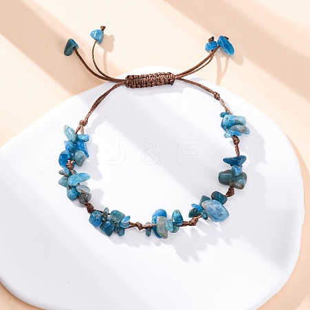 Adjustable Natural Apatite Braided Bead Bracelets for Women BJEW-U035-02N-1