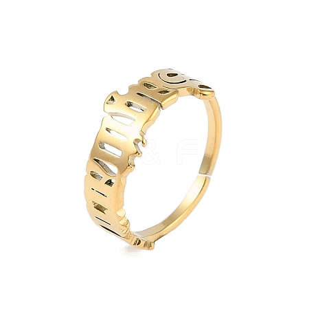 Ion Plating(IP) 304 Stainless Steel Constellation Open Cuff Ring for Women RJEW-C097-01G-06-1