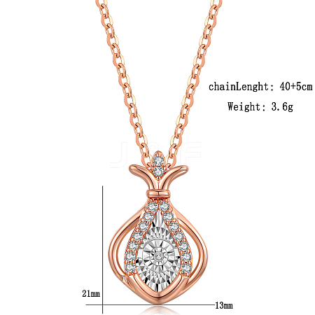 Elegant Water Drop Crown Brass Pendant Necklace with Cubic Zirconia and Moissanite DU3088-1