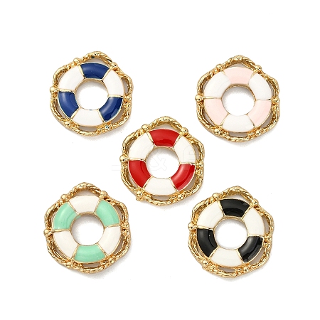 50Pcs 5 Colors Alloy Enamel Pendants ENAM-CJ0002-55-1