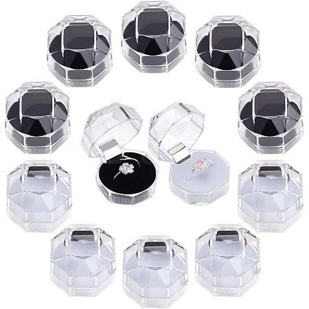 CHGCRAFT 40Pcs 2 Colors Octagon Transparent Plastic Ring Boxes CON-CA0001-019-1