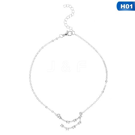 Twelve Constellation Alloy Crystal Rhinestone Link Chain Anklets for Women FS-WG97E4C-22-1