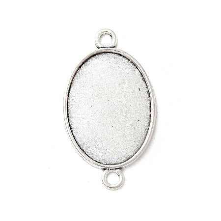 Antique Silver Tibetan Style Alloy Flat Oval Cabochon Connector Settings X-TIBE-M022-05AS-1