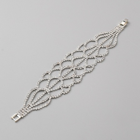 Crystal Rhinestone Teardrop Link Bracelet BJEW-WH0017-08S-1