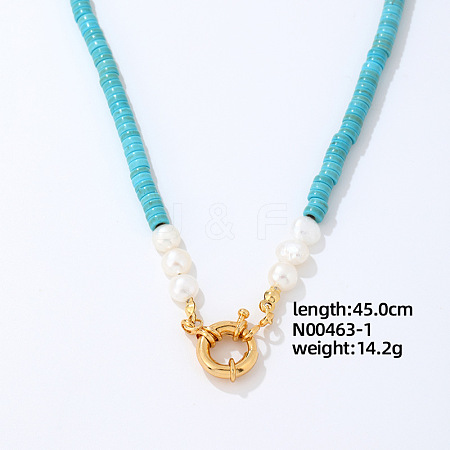 Retro Artistic Heishi Synthetic Turquoise Beaded Necklaces Fashion Trend QI6720-1