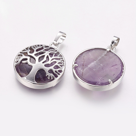 Natural Amethyst Pendants X-G-E388-09P-1