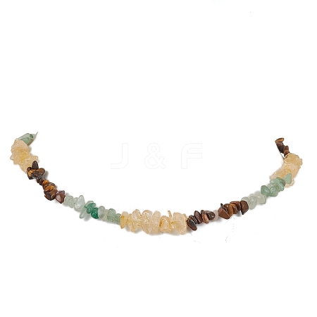 Natural Citrine & Tiger Eye & Green Aventurine Chip Beaded Necklaces NJEW-JN05099-01-1