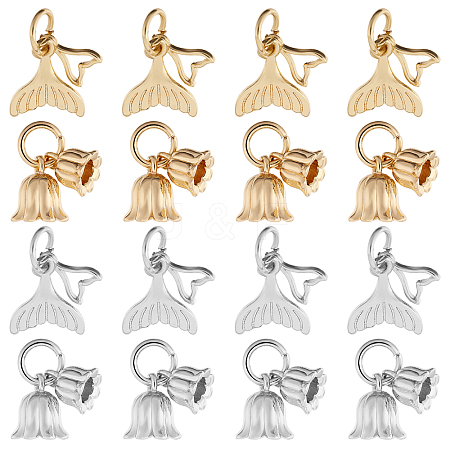 SUPERFINDINGS 16Pcs 4 Styles Rack Plating Brass Pendants KK-CA0002-55-1