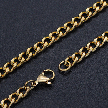 Men's 304 Stainless Steel Cuban Link Chain Necklaces NJEW-T012-04A-56-G-1