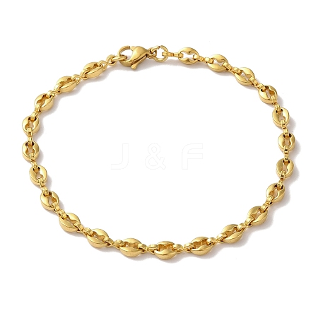 Ion Plating(IP) 304 Stainless Steel Coffee Bean Chain Bracelets for Women or Men X-BJEW-A019-01G-1