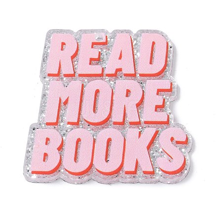 Reading Theme Printed Acrylic Pendants OACR-E042-02E-1