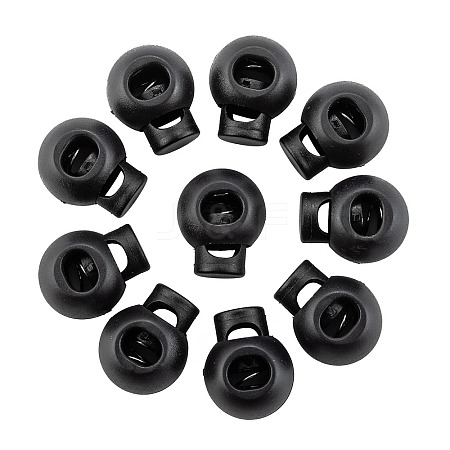 1-Hole Dyed Iron Spring Loaded Eco-Friendly Plastic Round Buckle Cord Toggle Lock Beans Stoppers for Sportwear Luggage Backpack Straps LS-X-FIND-E004-60B-18mm-1