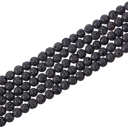 Natural Lava Rock Gemstone Round Bead Strands X-G-R285-4mm-06-1