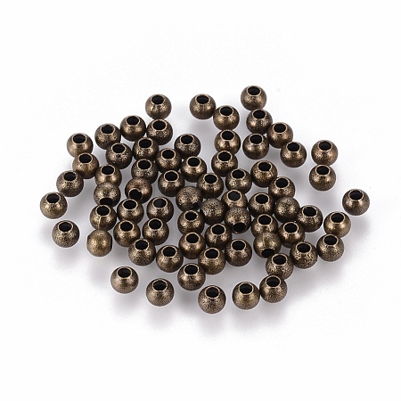 Antique Bronze Color Textured Round Beads X-EC247-NFAB-1