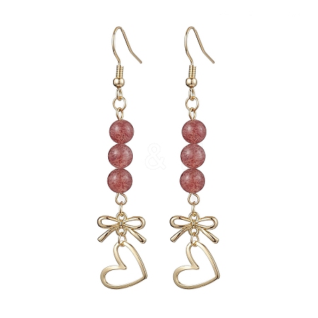 Natural Strawberry Quartz Dangle Earring EJEW-JE05911-1