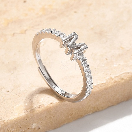 S925 Sterling Silver Adjustable Letter Rings for Women RJEW-M068-01P-M-1