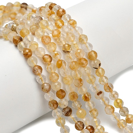 Grade A Natural Yellow Hematoid Quartz Beads Strands G-L642-F04-4mm-1