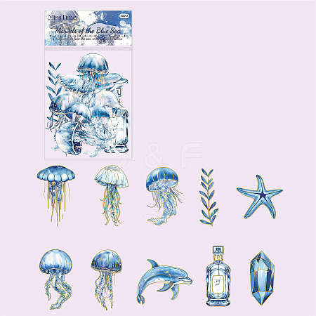 20Pcs 10 Styles Jellyfish PET Waterproof Stickers PW-WG3A630-06-1