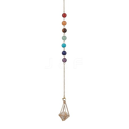 Chakra Mixed Synthetic & Natural Round Gemstone Pointed Dowsing Pendulums PALLOY-JF02520-02-1