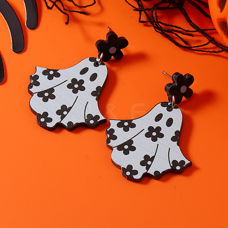 Ghostly Flower Halloween Stud Earrings AL0416-1