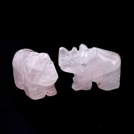 Natural Rose Quartz Carved Healing Rhinoceros Figurines PW-WG79874-09-1