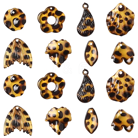 16Pcs 8 Styles Transparent Acrylic Pendants OACR-FS0004-06-1