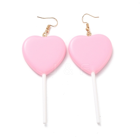 Heart-shape Lollipop Dangle Earrings for Women EJEW-Z015-04B-1