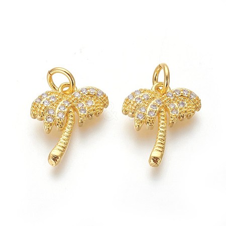 Brass Micro Pave Cubic Zirconia Charms ZIRC-J021-04G-RS-1