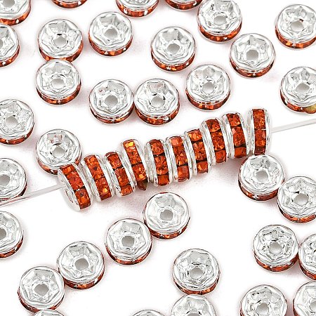 Brass Grade A Rhinestone Spacer Beads RB-A014-Z6mm-20S-1