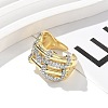 Brass Micro Pave Clear Cubic Zirconia Cuff Finger Rings for Women RJEW-B112-13GP-3