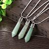 Bullet Natural Green Aventurine Pointed Pendant Necklaces NJEW-BB00018-01-4