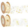 2 Rolls 2 Styles Valentine's Day Hot Stamping Polka Dot & Word Organza Ribbons SRIB-FG0001-17-1