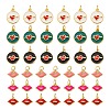 12Pcs 6 Style Golden Plated Brass with Jump Rings Enamel Pendants KK-LS0001-35-2