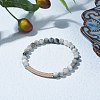 Round Natural Hawk's Eye Beads Stretch Bracelet for Girl Women BJEW-JB07151-01-2
