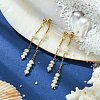 Natural Pearl Beaded Tassel Dangle Stud Earrings EJEW-JE05514-01-2