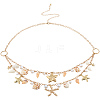 1Pc Starfish Shell Alloy & Resin & Natural Shell Double Layer Tassel Summer Beach Waist Chains for Sexy Bikini AJEW-CY0001-94-6