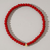 Natural Carnelian(Dyed & Heated) Round Beaded Stretch Bohemian Bracelets OI9972-6-1