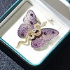 Snake & Butterfly Brass Micro Pave Cubic Zirconia Brooches JEWB-V003-05G-1