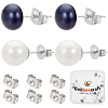 6 Pairs 2 Style Shell Pearl Ball Stud Earrings EJEW-BBC0001-34-1